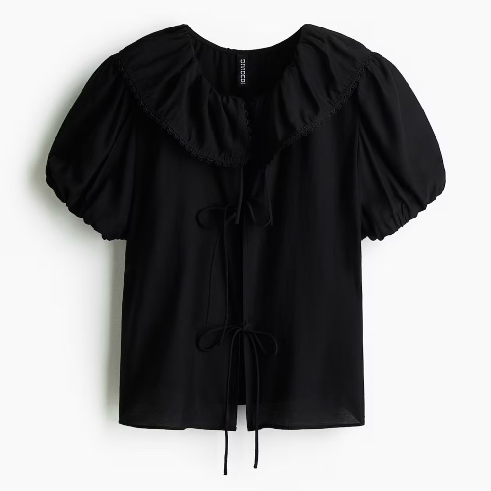 H&M Black Puff Sleeve Blouse